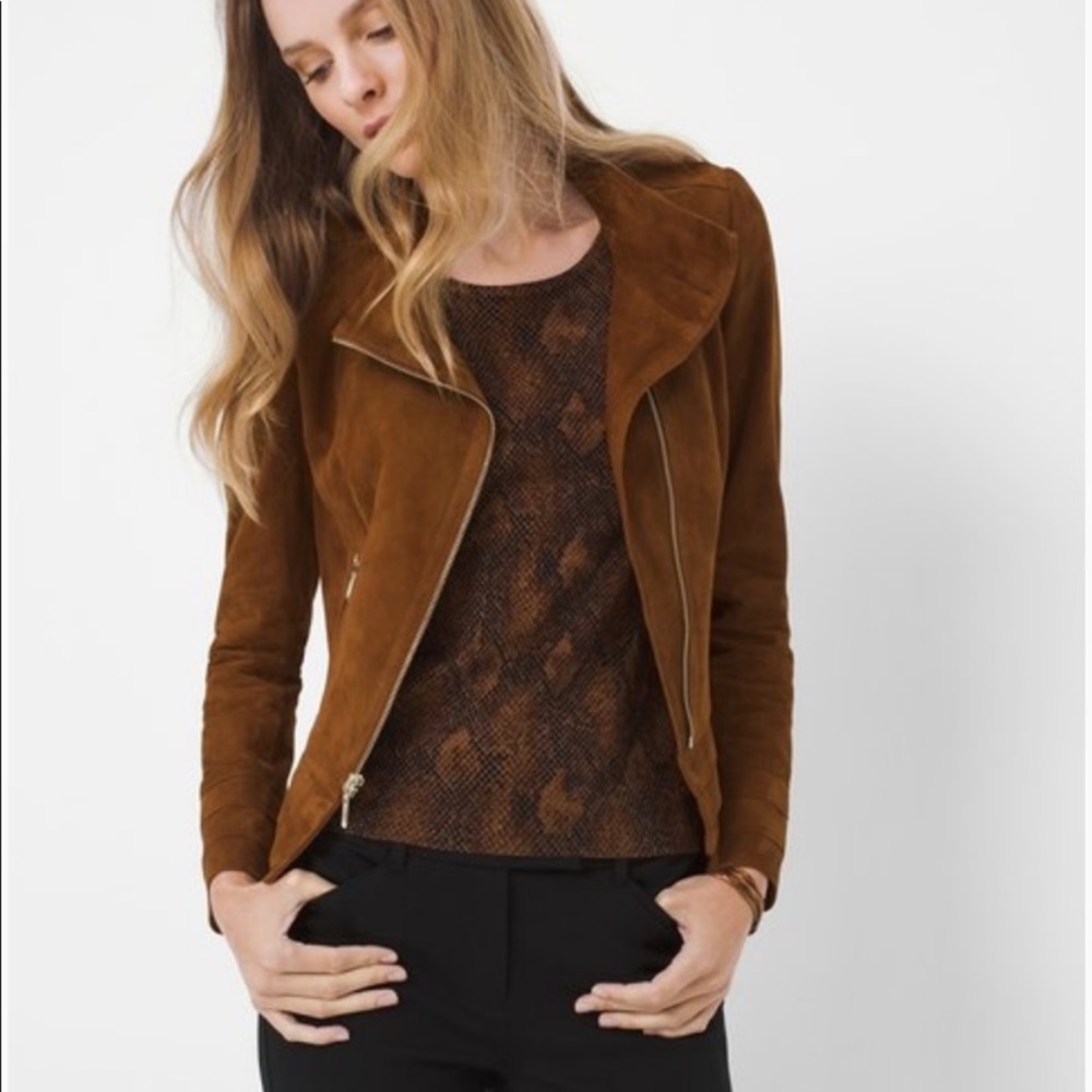 WHBM Genuine leather suede moto jacket